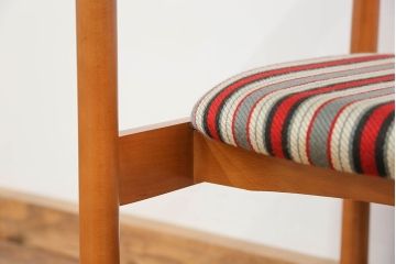 レトロ家具　昭和レトロ 1970年代 ストライプ柄アームチェア(1)(椅子、イス)