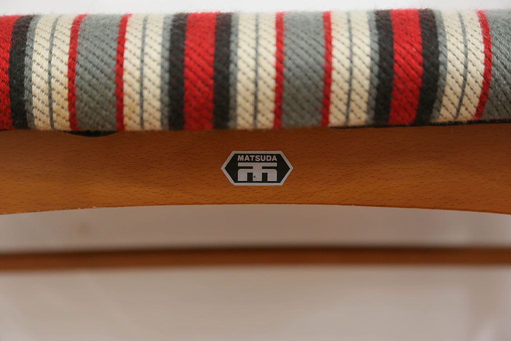 レトロ家具　昭和レトロ 1970年代 ストライプ柄アームチェア(1)(椅子、イス)