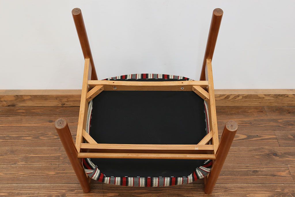 レトロ家具　昭和レトロ 1970年代 ストライプ柄アームチェア(1)(椅子、イス)