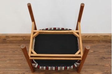 レトロ家具　昭和レトロ 1970年代 ストライプ柄アームチェア(1)(椅子、イス)