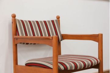 レトロ家具　昭和レトロ 1970年代 ストライプ柄アームチェア(2)(椅子、イス)