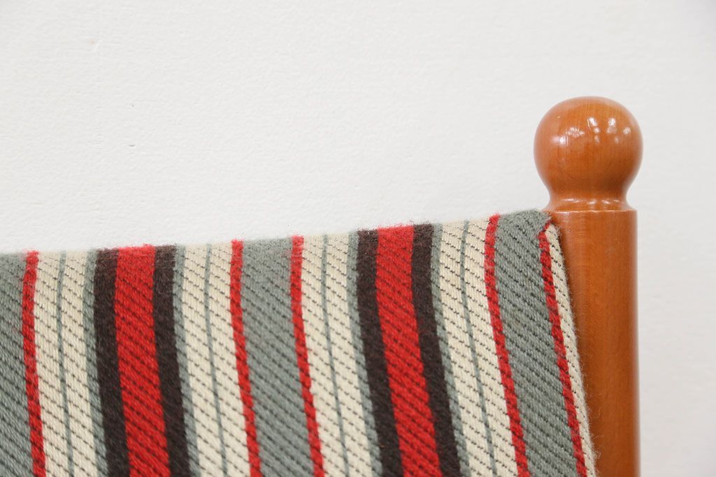 レトロ家具　昭和レトロ 1970年代 ストライプ柄アームチェア(2)(椅子、イス)