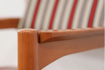 レトロ家具　昭和レトロ 1970年代 ストライプ柄アームチェア(2)(椅子、イス)