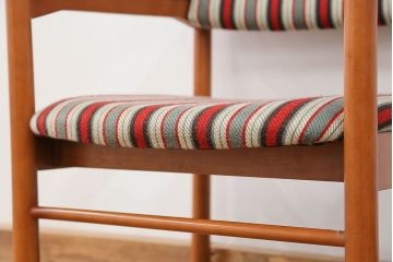 レトロ家具　昭和レトロ 1970年代 ストライプ柄アームチェア(2)(椅子、イス)