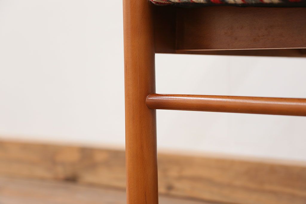 レトロ家具　昭和レトロ 1970年代 ストライプ柄アームチェア(2)(椅子、イス)