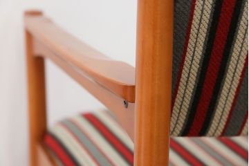 レトロ家具　昭和レトロ 1970年代 ストライプ柄アームチェア(2)(椅子、イス)