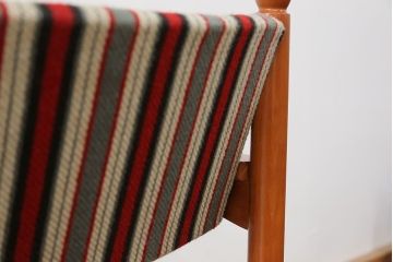 レトロ家具　昭和レトロ 1970年代 ストライプ柄アームチェア(2)(椅子、イス)