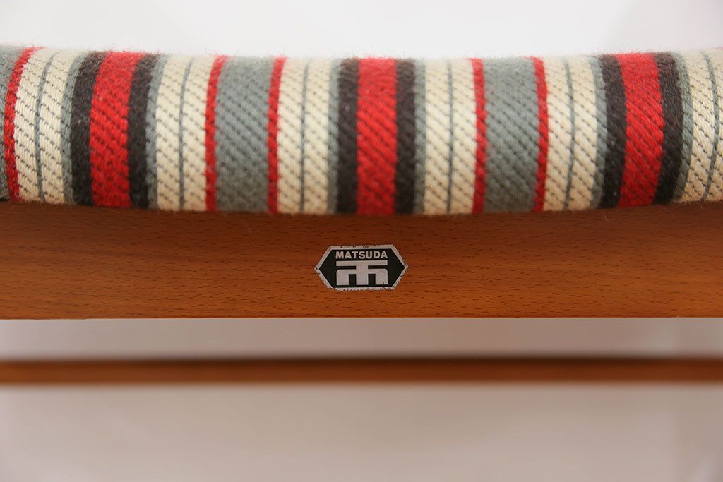 レトロ家具　昭和レトロ 1970年代 ストライプ柄アームチェア(2)(椅子、イス)