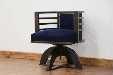 アンティーク家具　大正ロマン 古いナラ材の重厚な回転椅子(ドクターチェア、回転イス)