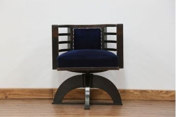 アンティーク家具　大正ロマン 古いナラ材の重厚な回転椅子(ドクターチェア、回転イス)