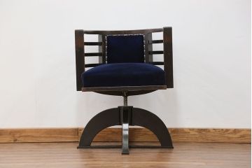 アンティーク家具　大正ロマン 古いナラ材の重厚な回転椅子(ドクターチェア、回転イス)