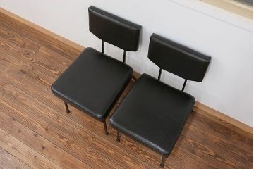 アンティーク家具　アンティーク 重量感のある鉄脚の椅子　2脚セット(1)　(イス)