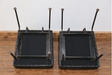 アンティーク家具　アンティーク 重量感のある鉄脚の椅子　2脚セット(2)　(イス)