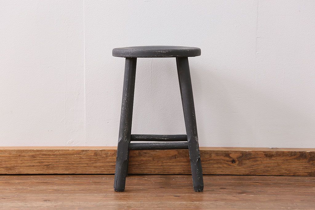 アンティーク家具　アンティークペイント かわいい丸椅子(スツール、丸椅子)