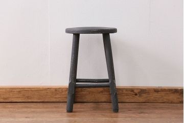 アンティーク家具　アンティークペイント かわいい丸椅子(スツール、丸椅子)