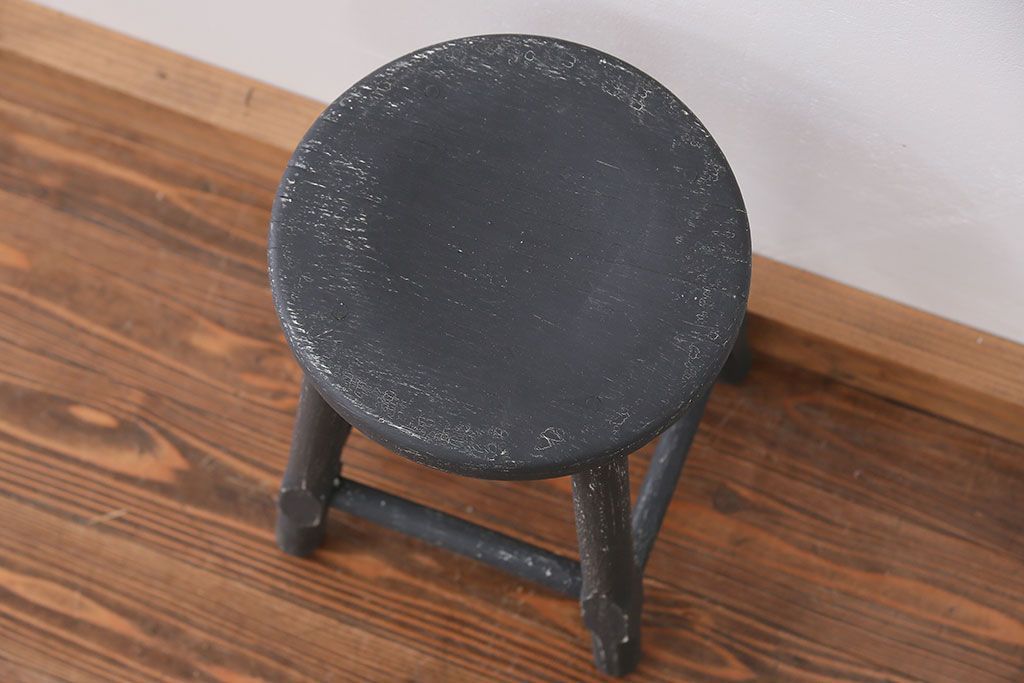 アンティーク家具　アンティークペイント かわいい丸椅子(スツール、丸椅子)