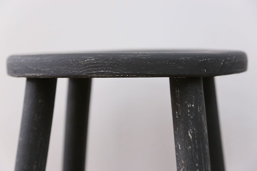 アンティーク家具　アンティークペイント かわいい丸椅子(スツール、丸椅子)