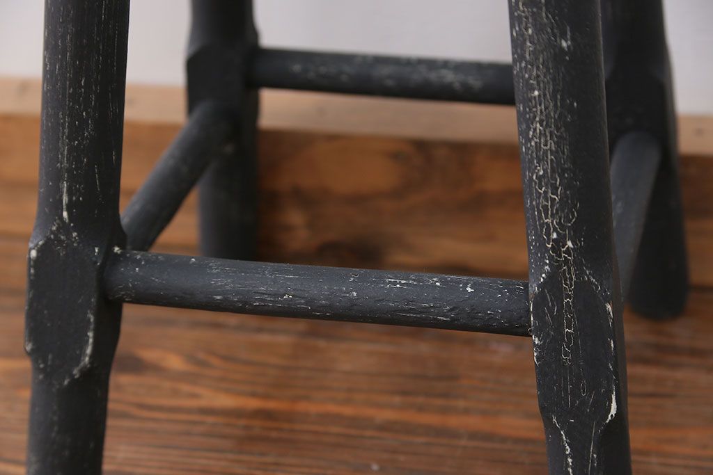 アンティーク家具　アンティークペイント かわいい丸椅子(スツール、丸椅子)