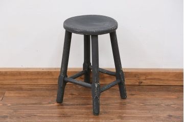 アンティーク家具　アンティークペイント かわいい丸椅子(スツール、丸椅子)