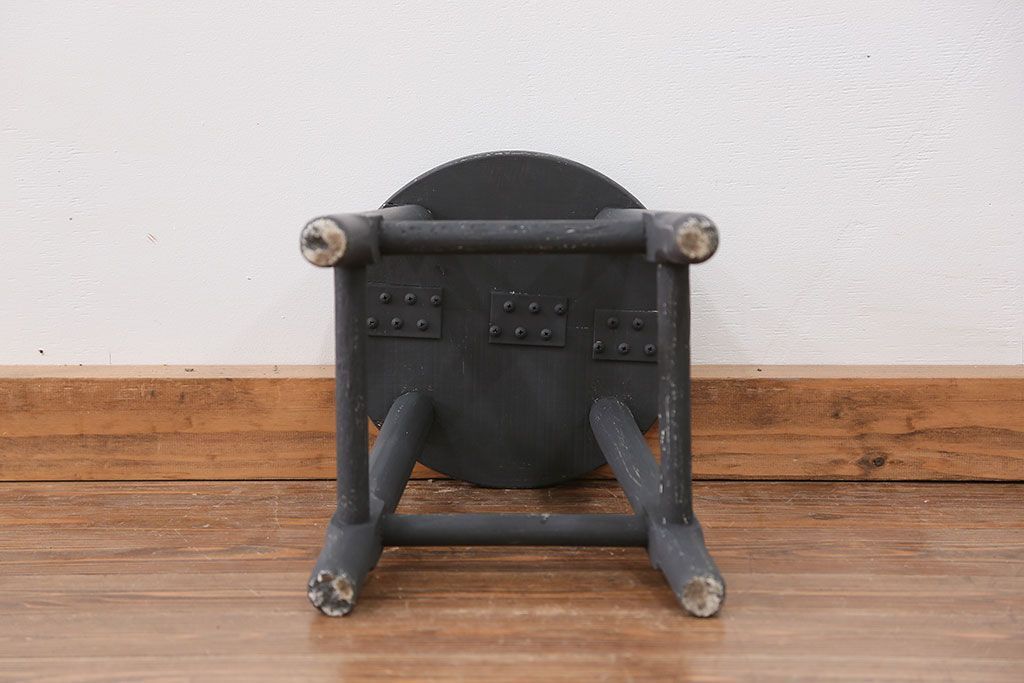 アンティーク家具　アンティークペイント かわいい丸椅子(スツール、丸椅子)