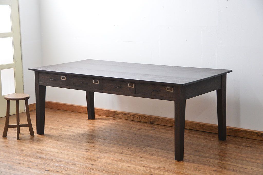 アンティーク家具　アンティーク 特大 両面引き出しのシックな作業台(ダイニングテーブル)