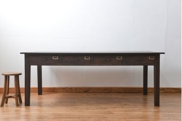アンティーク家具　アンティーク 特大 両面引き出しのシックな作業台(ダイニングテーブル)