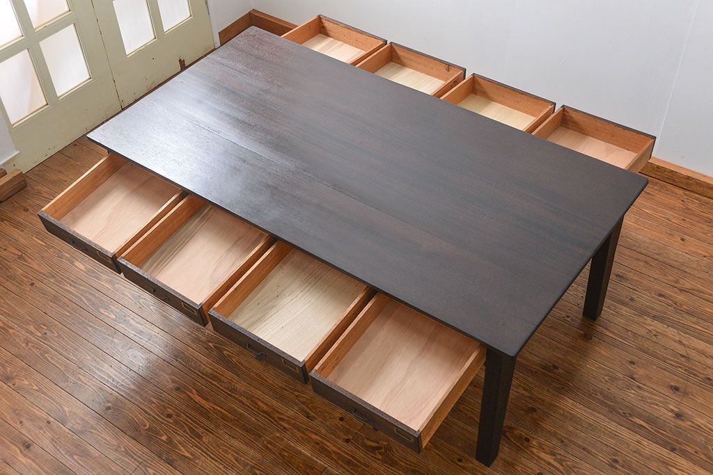 アンティーク家具　アンティーク 特大 両面引き出しのシックな作業台(ダイニングテーブル)