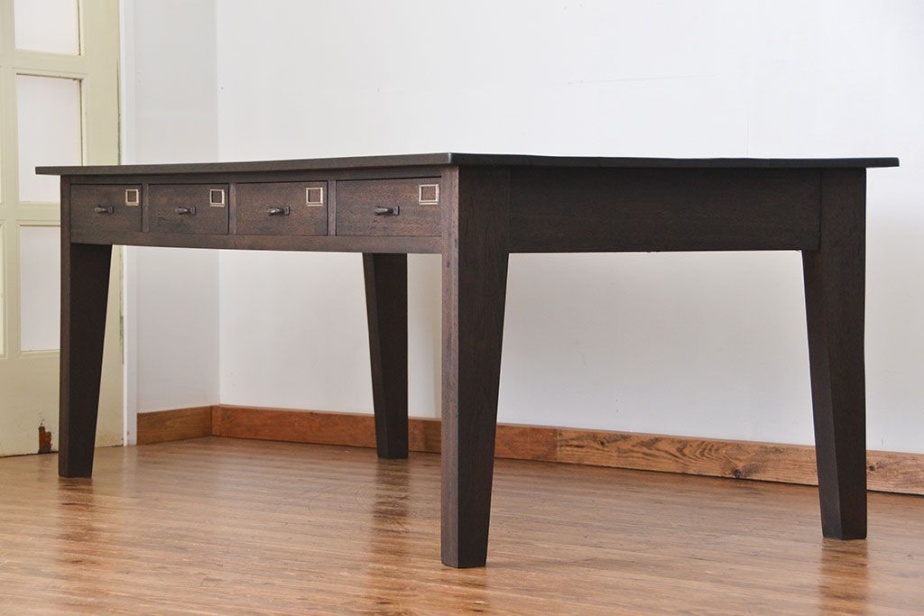 アンティーク家具　アンティーク 特大 両面引き出しのシックな作業台(ダイニングテーブル)