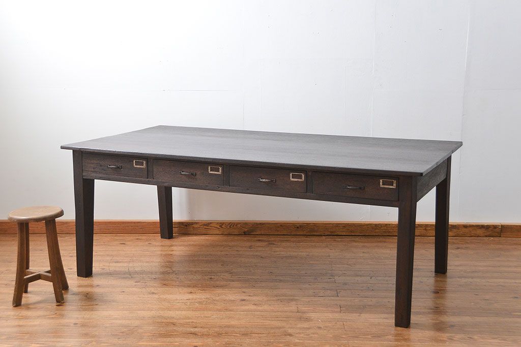 アンティーク家具　アンティーク 特大 両面引き出しのシックな作業台(ダイニングテーブル)