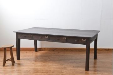 アンティーク家具　アンティーク 特大 両面引き出しのシックな作業台(ダイニングテーブル)