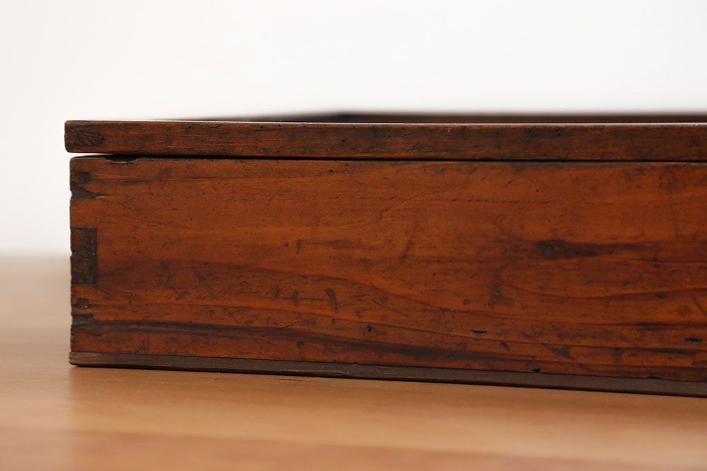 アンティーク家具　アンティーク 古い木の小さなコレクションボックス(ガラスケース)