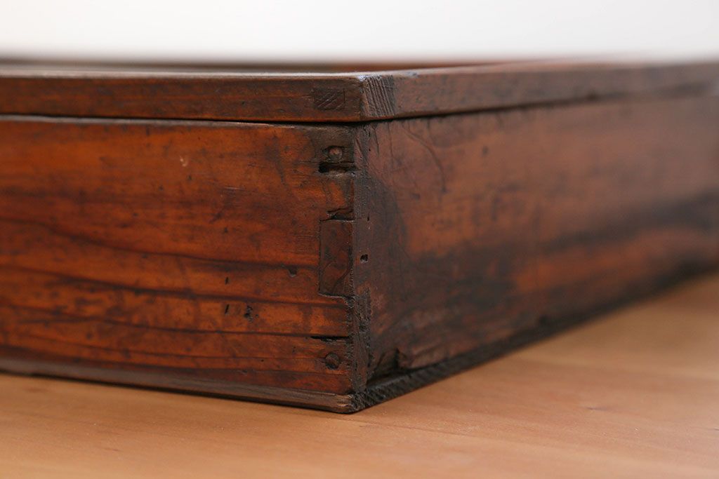 アンティーク家具　アンティーク 古い木の小さなコレクションボックス(ガラスケース)