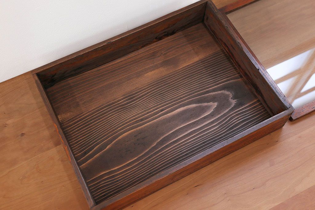 アンティーク家具　アンティーク 古い木の小さなコレクションボックス(ガラスケース)