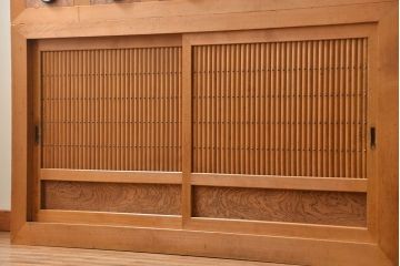 アンティーク家具　古民具・骨董 希少な生地色の上質な六尺水屋箪笥(食器棚、収納棚、時代箪笥)