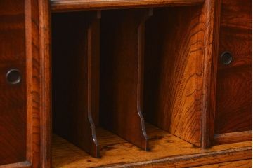 アンティーク家具　古民具・骨董 極上品　古い欅材と栓材の上手造り帳場机(デスク、在宅ワーク、在宅用文机)