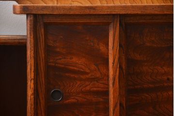 アンティーク家具　古民具・骨董 極上品　古い欅材と栓材の上手造り帳場机(デスク、在宅ワーク、在宅用文机)