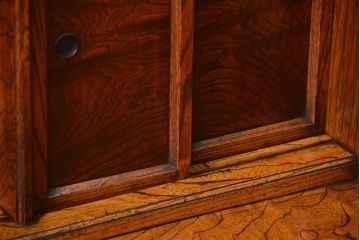 アンティーク家具　古民具・骨董 極上品　古い欅材と栓材の上手造り帳場机(デスク、在宅ワーク、在宅用文机)