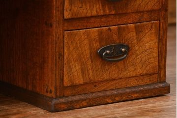 アンティーク家具　古民具・骨董 極上品　古い欅材と栓材の上手造り帳場机(デスク、在宅ワーク、在宅用文机)