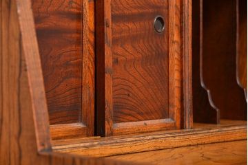 アンティーク家具　古民具・骨董 極上品　古い欅材と栓材の上手造り帳場机(デスク、在宅ワーク、在宅用文机)