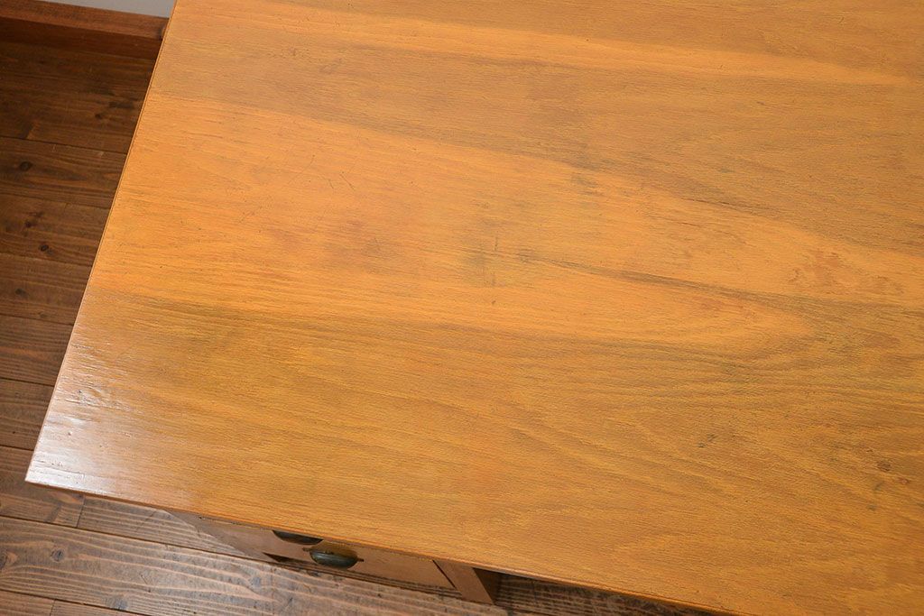 レトロ家具　昭和レトロ シンプルで使いやすいアンティーク両袖机(デスク)
