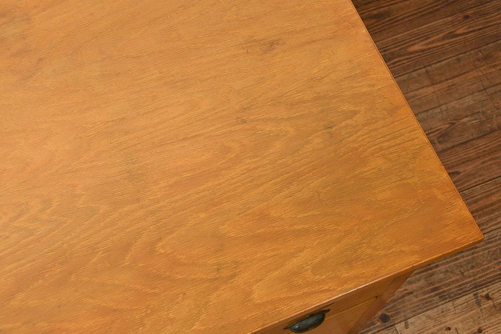 レトロ家具　昭和レトロ シンプルで使いやすいアンティーク両袖机(デスク)