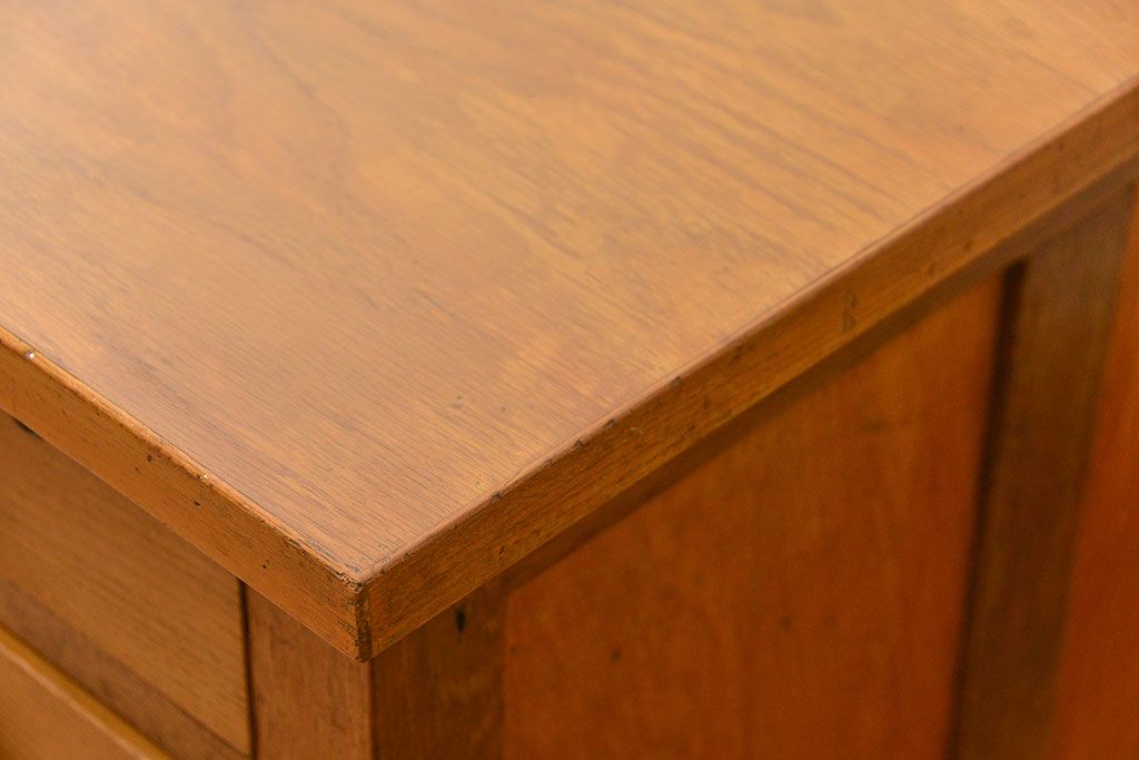 レトロ家具　昭和レトロ シンプルで使いやすいアンティーク両袖机(デスク)