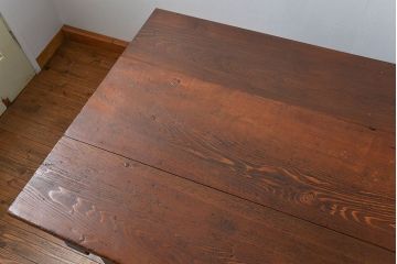 アンティーク家具　アンティークペイント　古い木の大きな作業台(テーブル、陳列台)