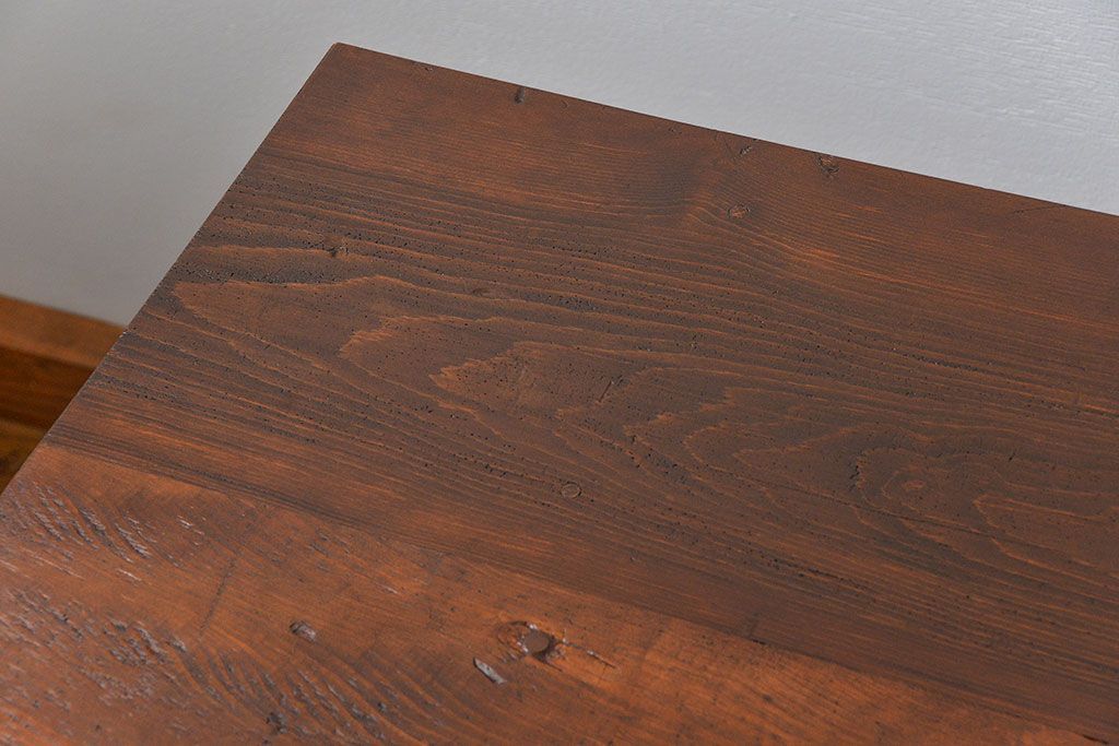 アンティーク家具　アンティークペイント　古い木の大きな作業台(テーブル、陳列台)