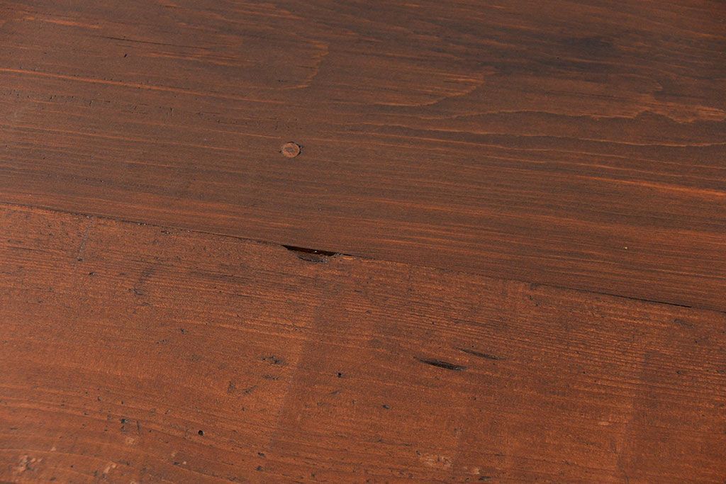 アンティーク家具　アンティークペイント　古い木の大きな作業台(テーブル、陳列台)