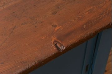 アンティーク家具　アンティークペイント　古い木の大きな作業台(テーブル、陳列台)