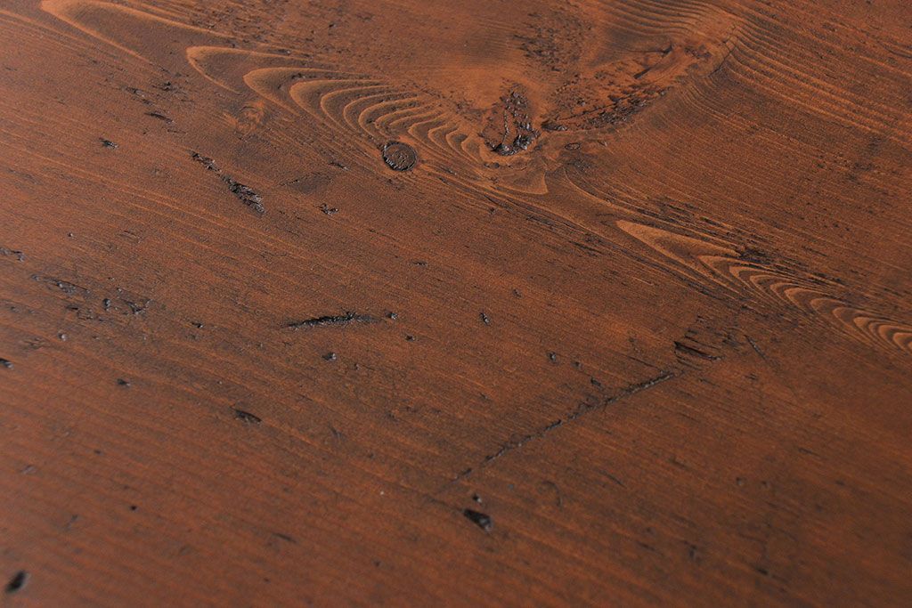 アンティーク家具　アンティークペイント　古い木の大きな作業台(テーブル、陳列台)