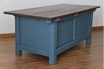 アンティーク家具　アンティークペイント　古い木の大きな作業台(テーブル、陳列台)