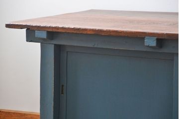 アンティーク家具　アンティークペイント　古い木の大きな作業台(テーブル、陳列台)