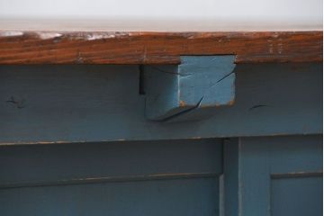 アンティーク家具　アンティークペイント　古い木の大きな作業台(テーブル、陳列台)